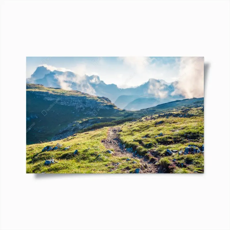 Poster nebliger morgen auf Monte Piana, Dolomiten