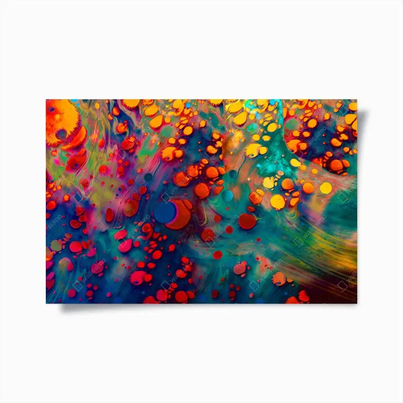 Poster lebendige türkis-orange marmorierte kunst
