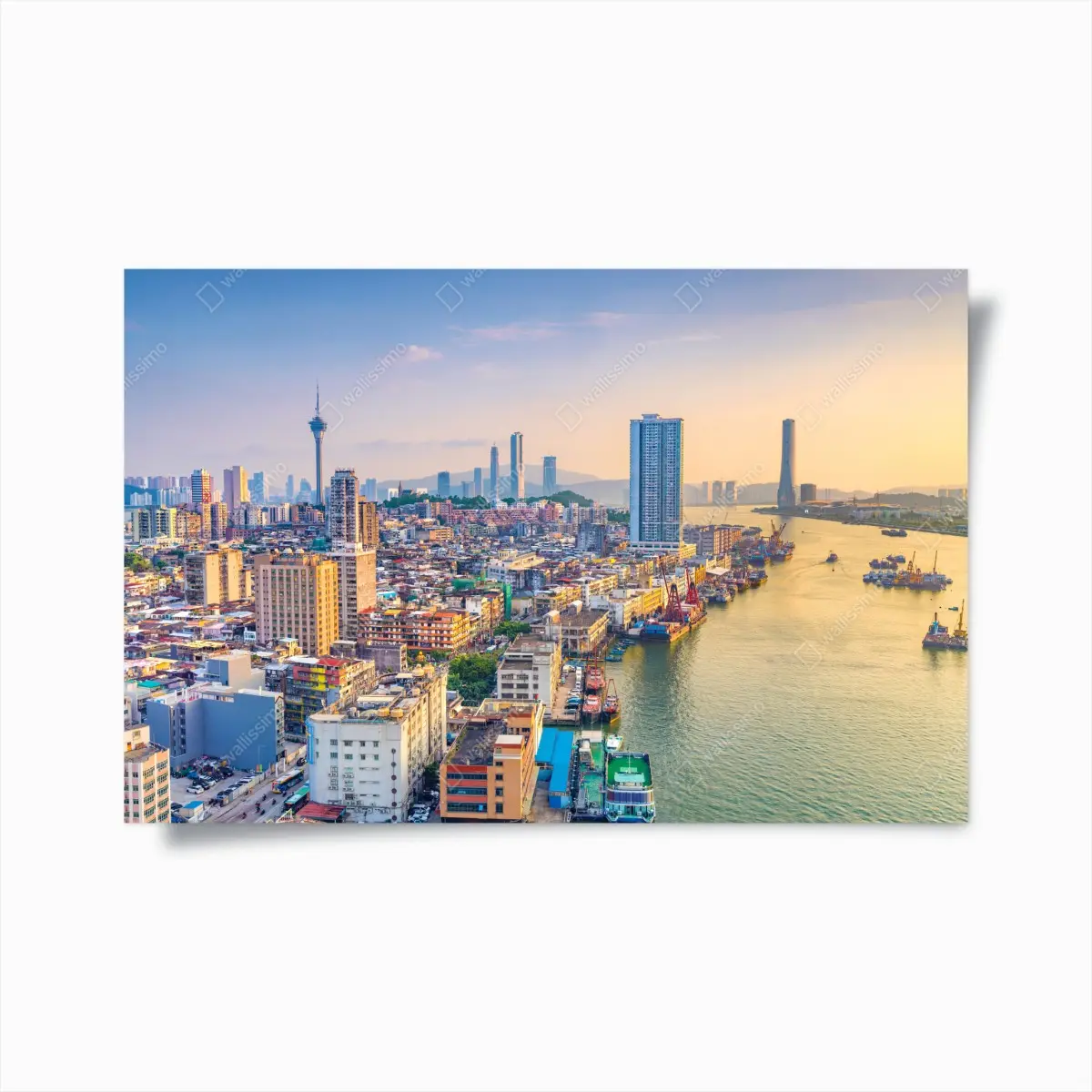 Poster Macau skyline bei sonnenuntergang – Pixers®