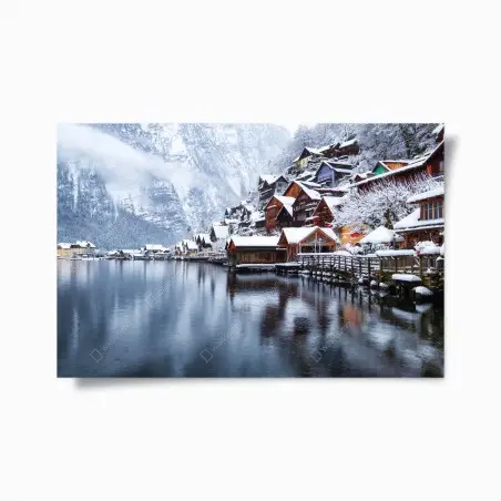 Poster verschneites Hallstatt am see – Pixers®