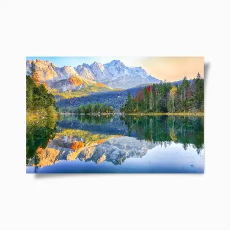 Poster herbstliche spiegelung am Eibsee bei Zugspitze – Pixers®