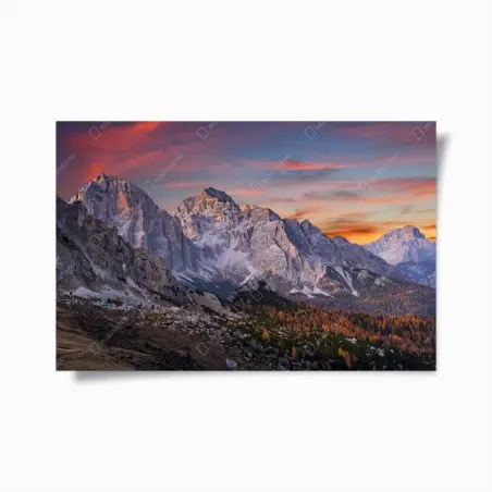 Poster majestätischer herbstlicher sonnenuntergang in den bergen – Pixers®