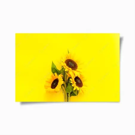 Poster leuchtender sonnenblumenstrauß auf gelbem hintergrund – Pixers®