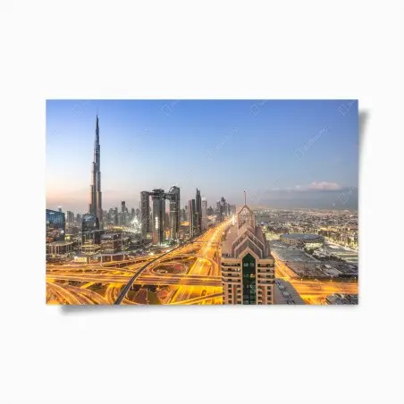Poster skyline von Dubai bei dämmerung – Pixers®