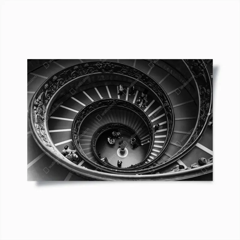 Poster dramatische spiraltreppe in monochrom