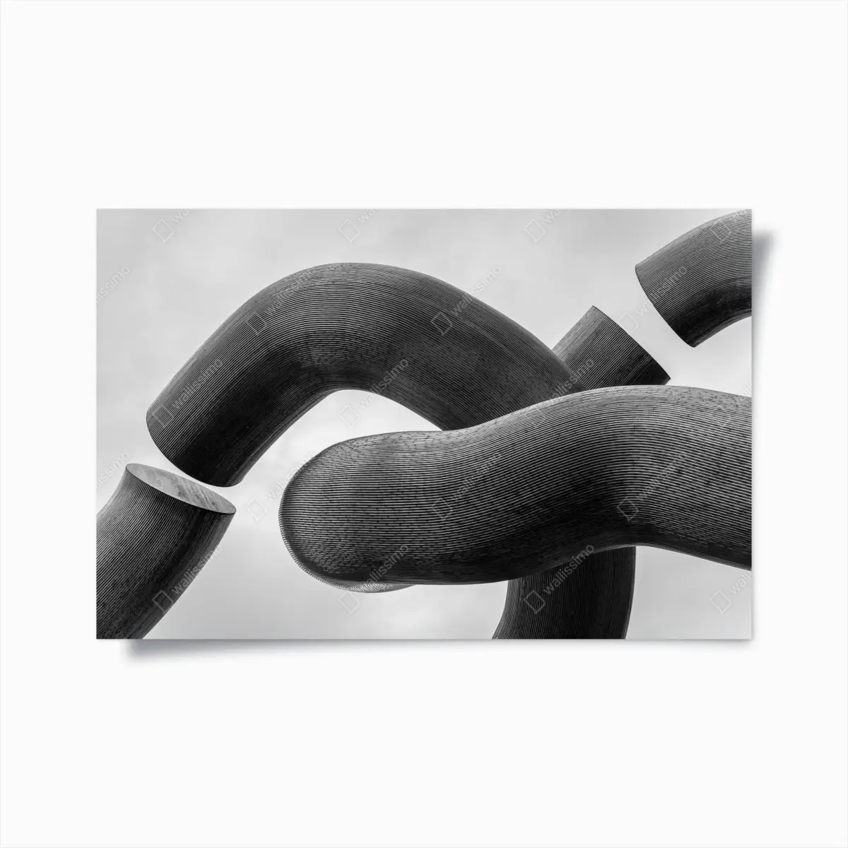Poster gekrümmte formen abstrakte skulptur in grau – Pixers®