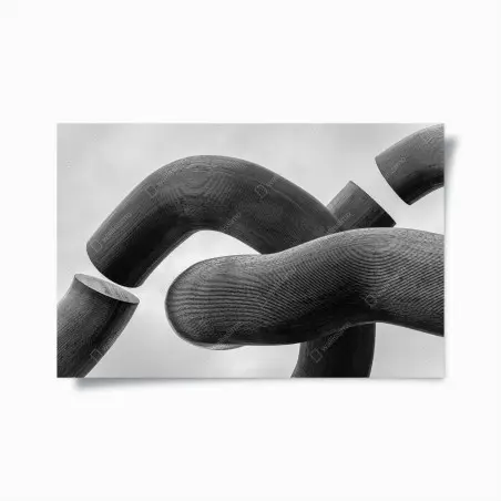Poster gekrümmte formen abstrakte skulptur in grau – Pixers®