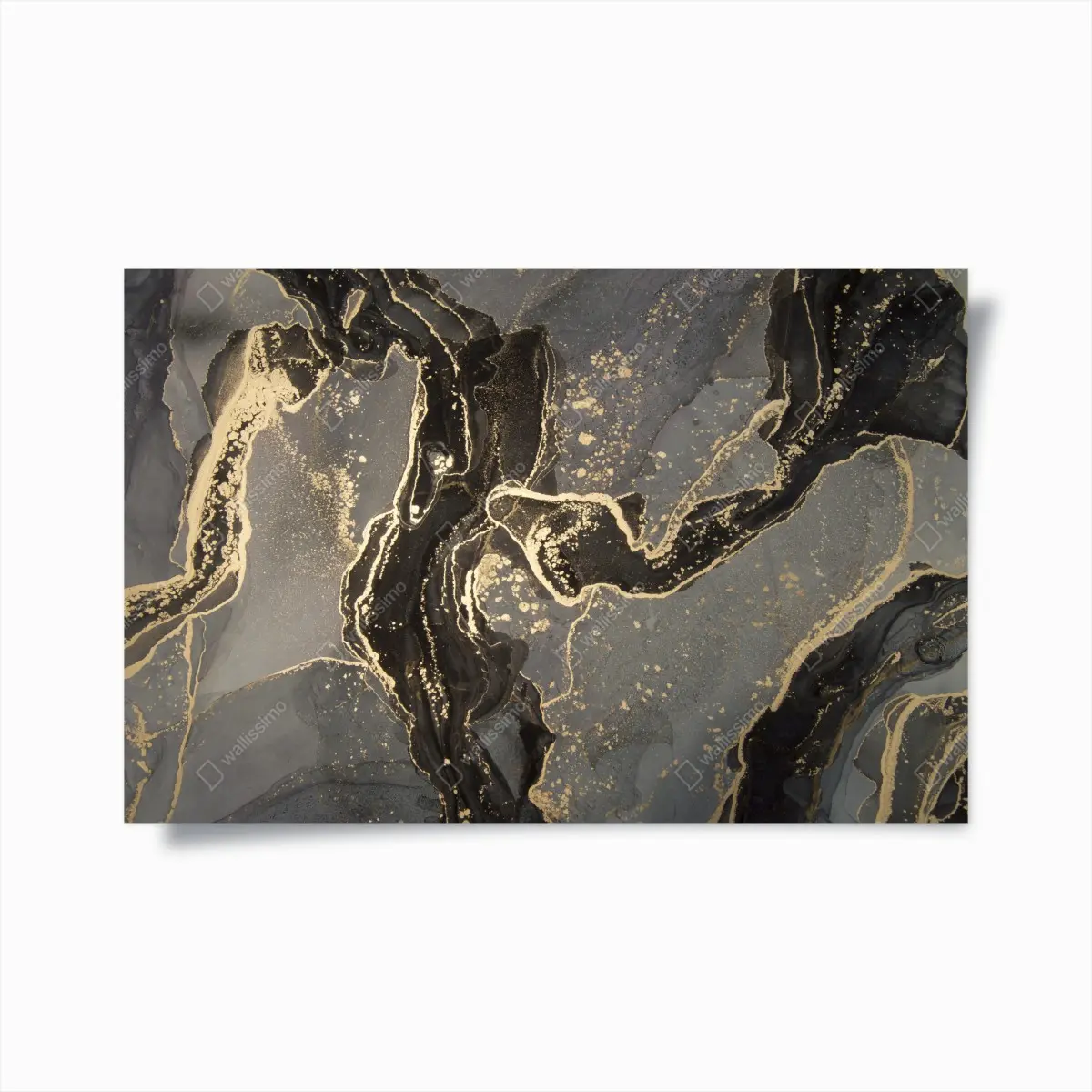 Poster luxuriöser schwarz-goldener marmor abstrakt – Pixers®