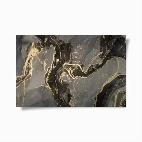 Poster luxuriöser schwarz-goldener marmor abstrakt – Pixers®