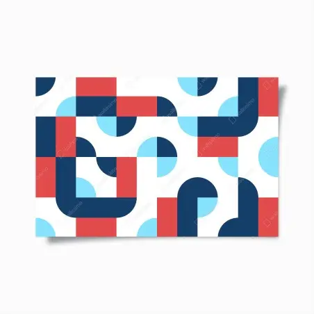 Poster mutiges geometrisches muster in dunkelblau und koralle – Pixers®