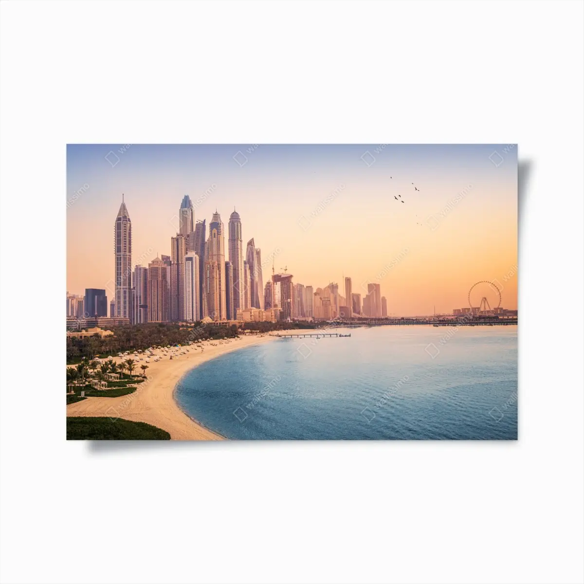 Poster Dubai skyline bei sonnenuntergang – Pixers®