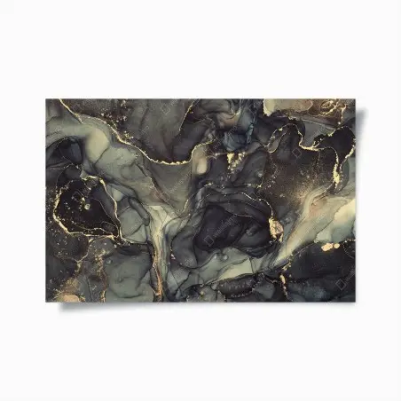 Poster luxuriöse abstrakte alkoholtinten-kunst mit goldenen adern – Pixers®
