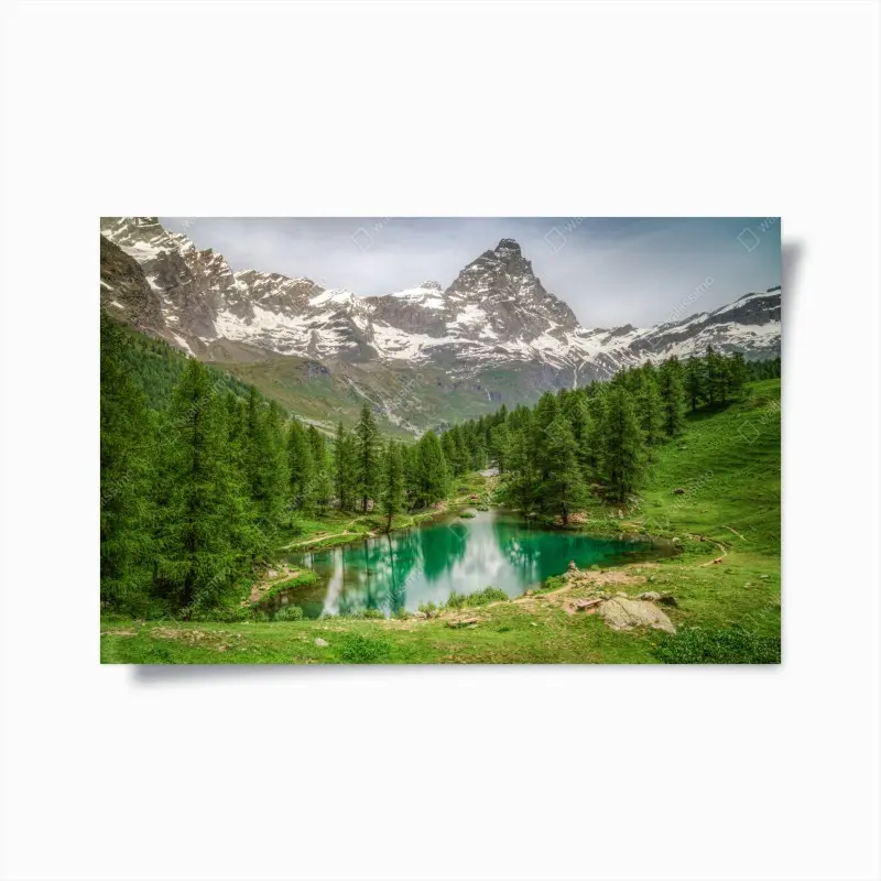 Poster blauer see bei Cervinia