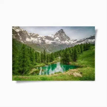 Poster blauer see bei Cervinia – Pixers®