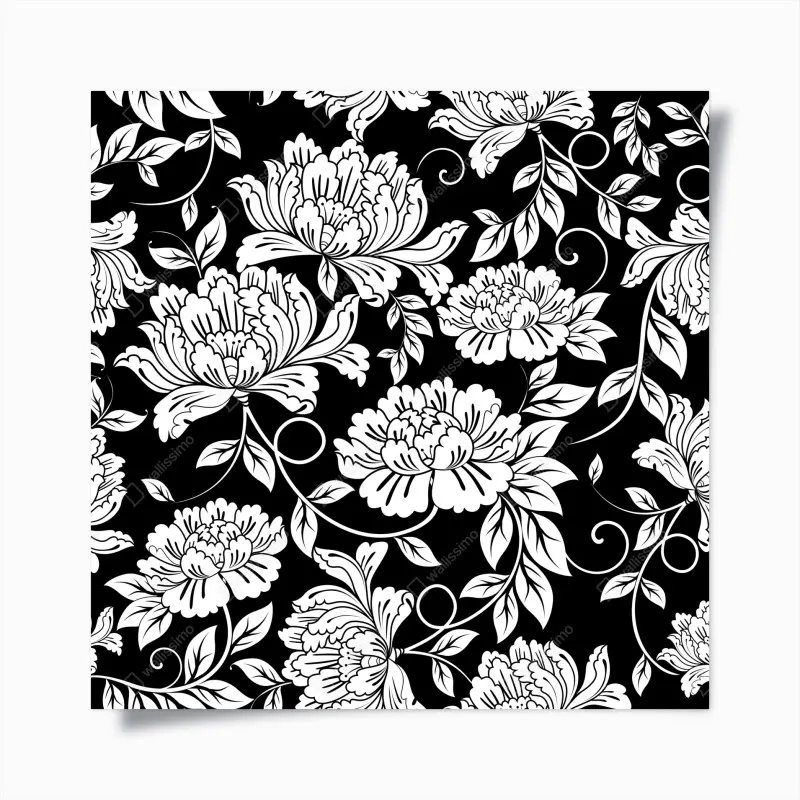 Poster monochromes blumenmuster