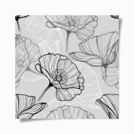 Poster zarter grauer mohn in linienzeichnung – Pixers®