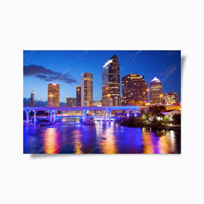 Poster Tampa skyline bei nacht
