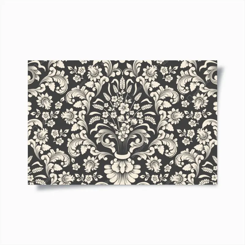 Poster vintage blumiges damastmuster