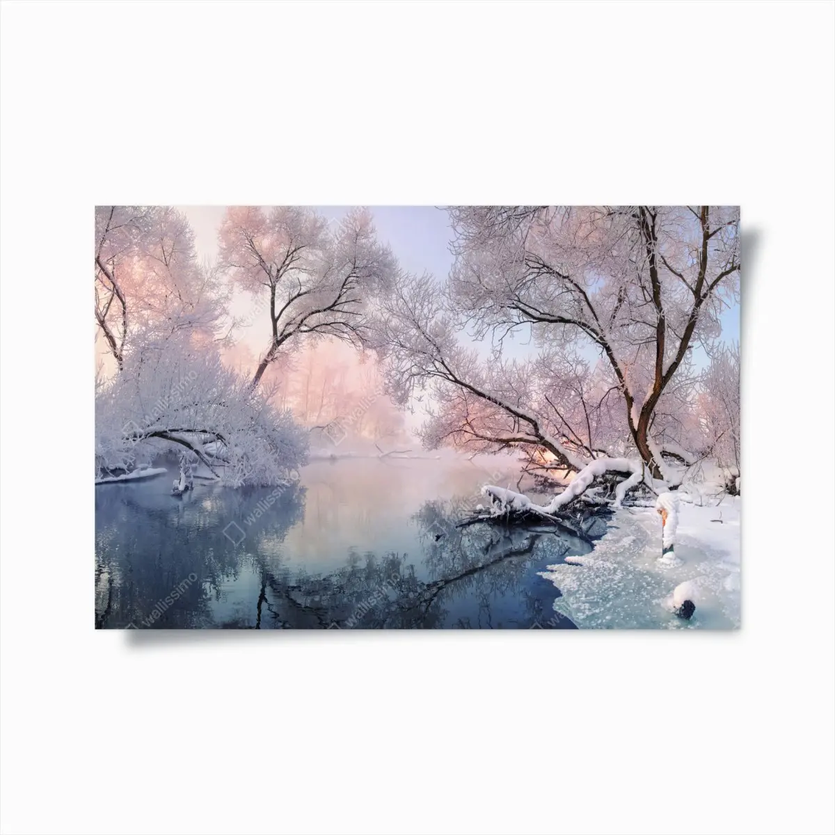 Poster ruhige winterlandschaft am fluss – Pixers®