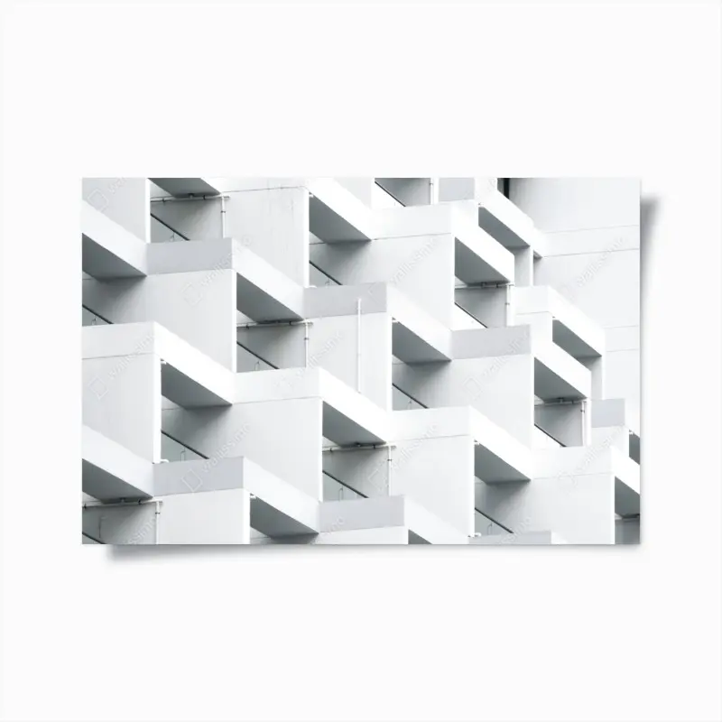 Poster weiße betonfassade im geometrischen muster
