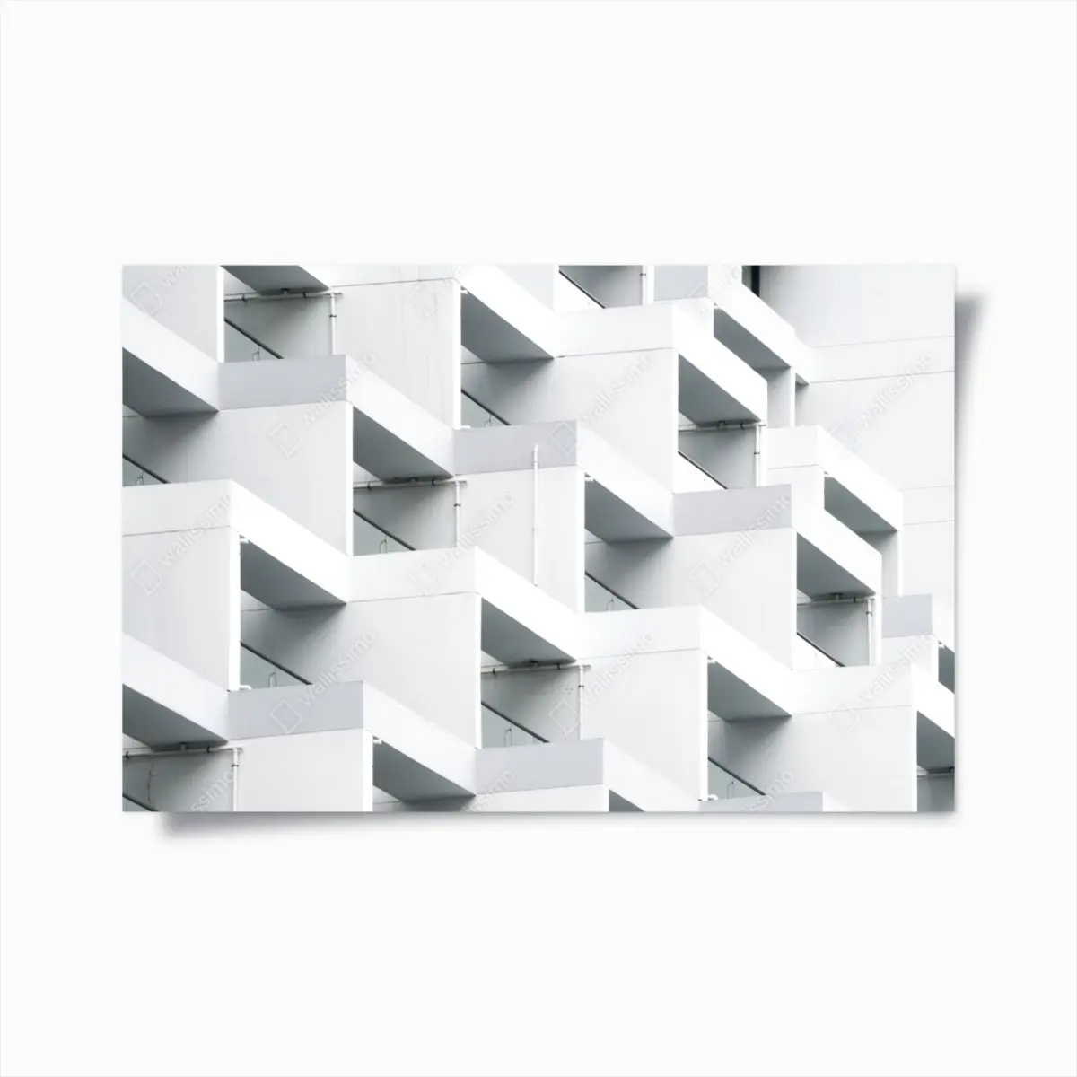 Poster weiße betonfassade im geometrischen muster – Pixers®