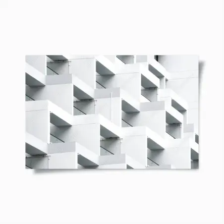 Poster weiße betonfassade im geometrischen muster – Pixers®