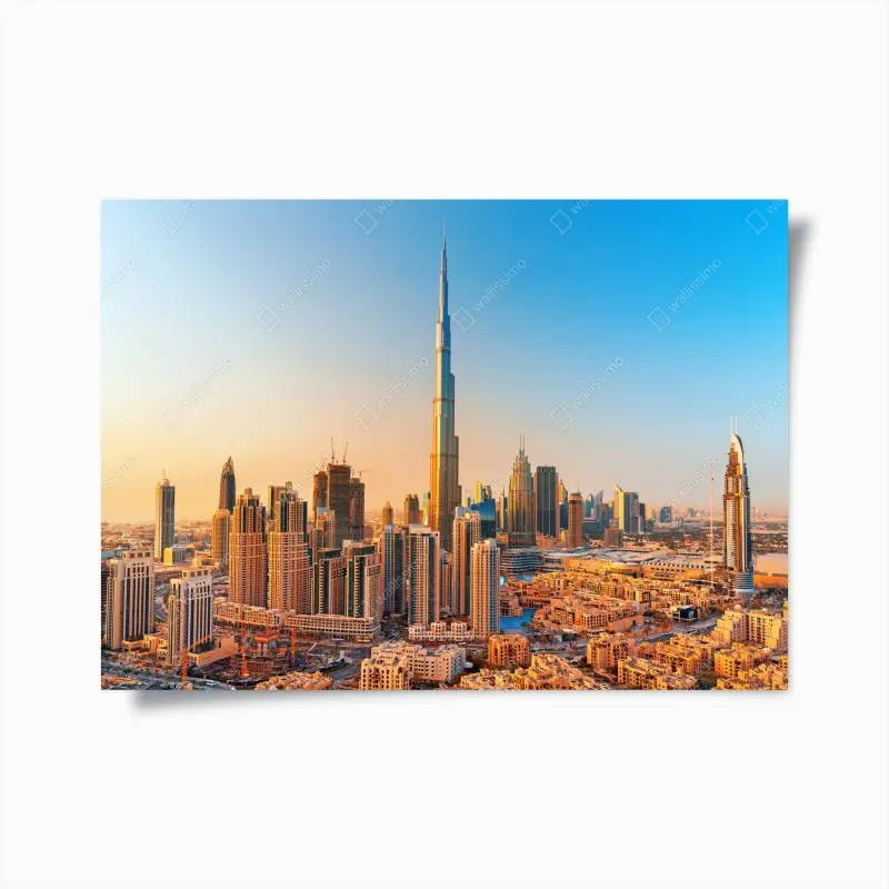 Poster Dubai skyline in der goldenen stunde