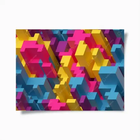 Poster buntes 3d-voxel-muster – Pixers®