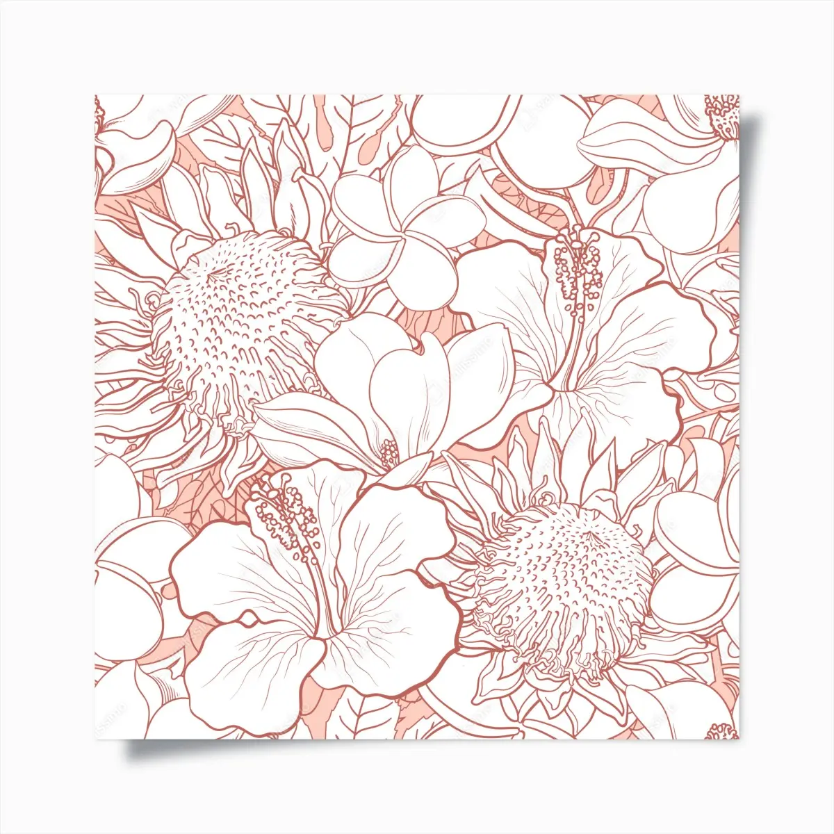 Poster zartes korallenfarbenes blumenmuster – Pixers®