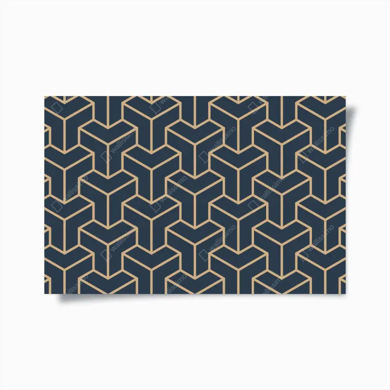 Poster marineblaues geometrisches würfelmuster