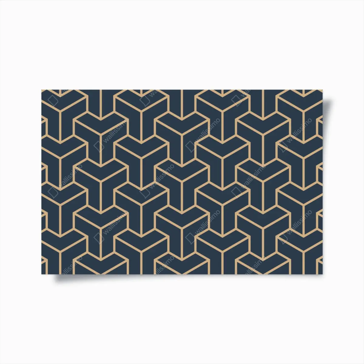 Poster marineblaues geometrisches würfelmuster – Pixers®