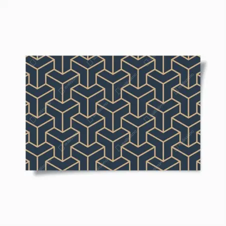 Poster marineblaues geometrisches würfelmuster – Pixers®