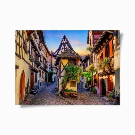 Poster malerische fachwerkstraße in Eguisheim, Elsass – Pixers®