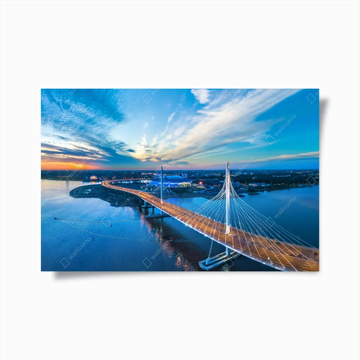 Poster Sankt Petersburg brückenpanorama bei dämmerung – Pixers®