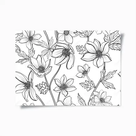 Poster botanische linienzeichnung mit blumen – Pixers®