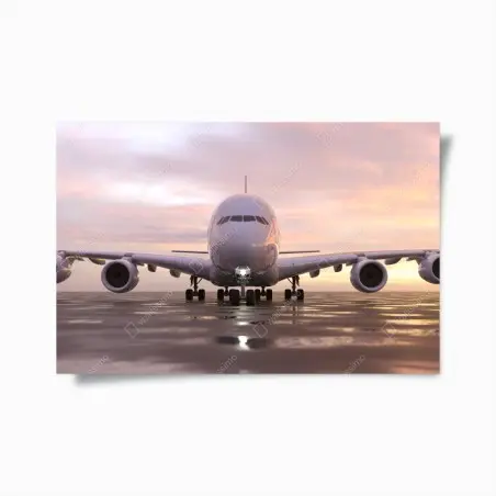 Poster jet auf der startbahn bei sonnenuntergang – Pixers®