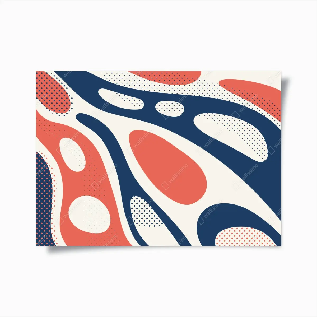 Poster retro korallenrot und marineblau abstraktes muster – Pixers®