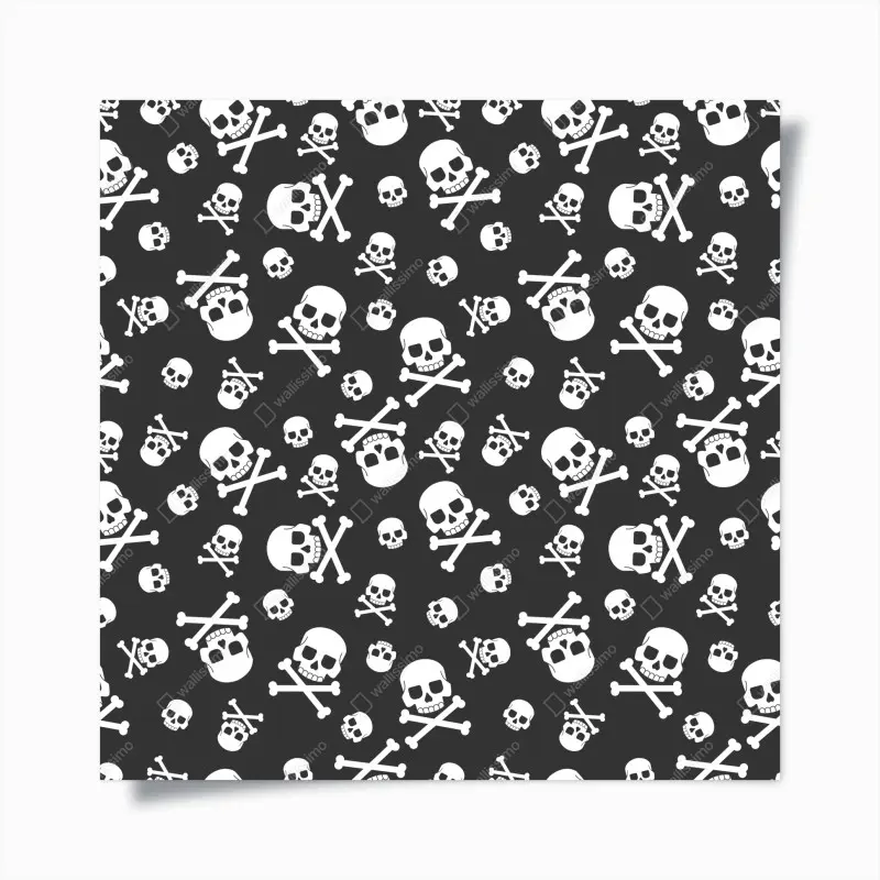 Poster weißes totenkopf muster auf grauem hintergrund