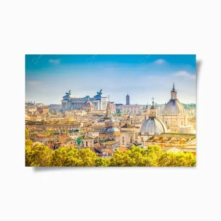 Poster sonnige skyline von Rom mit kuppeln – Pixers®