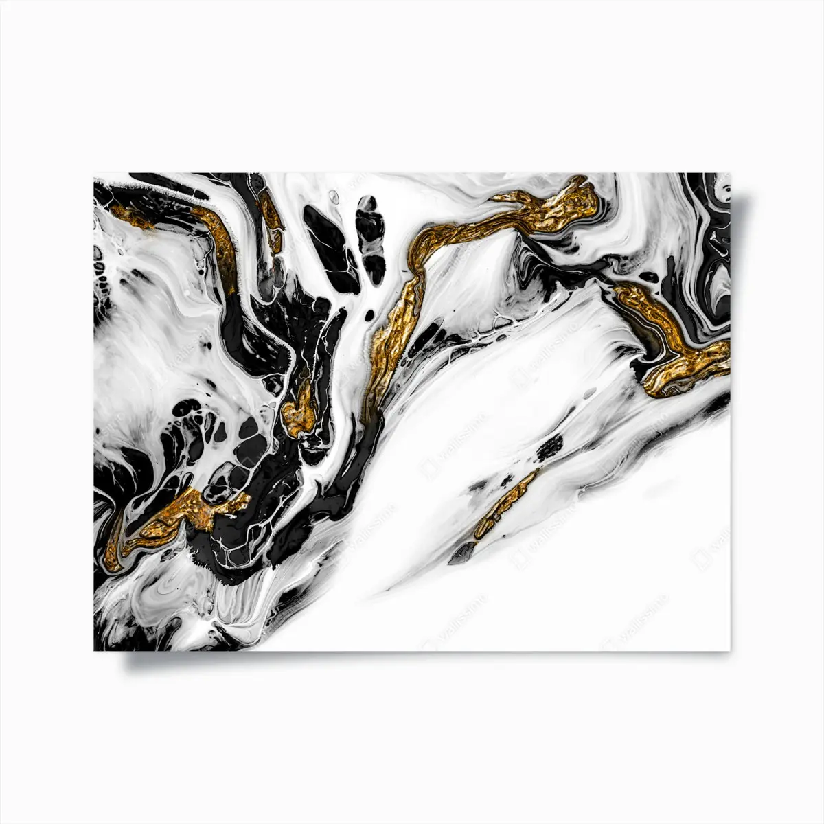 Poster schwarz-weiße abstraktion mit goldenen adern – Pixers®