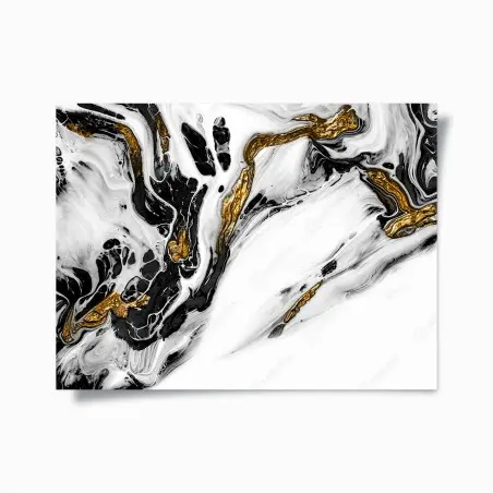 Poster schwarz-weiße abstraktion mit goldenen adern – Pixers®