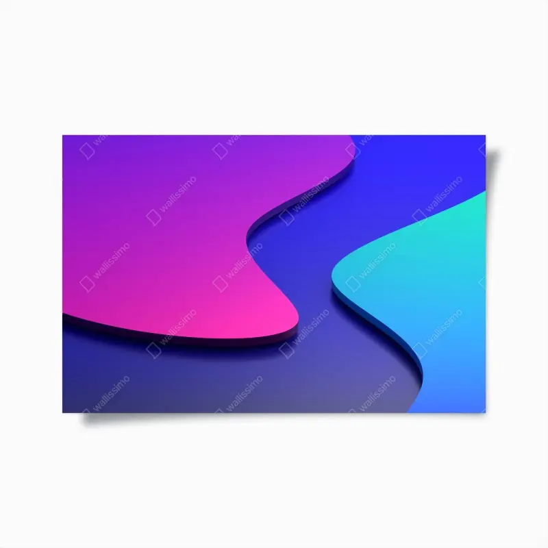 Poster leuchtende lila-blaue abstrakte 3d-formen