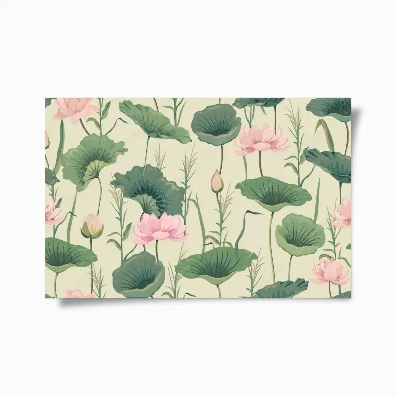 Poster sanfter lotusgarten botanisches muster