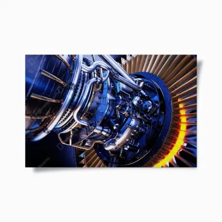 Poster nahaufnahme einer turbinenanlage in blau und orange – Pixers®