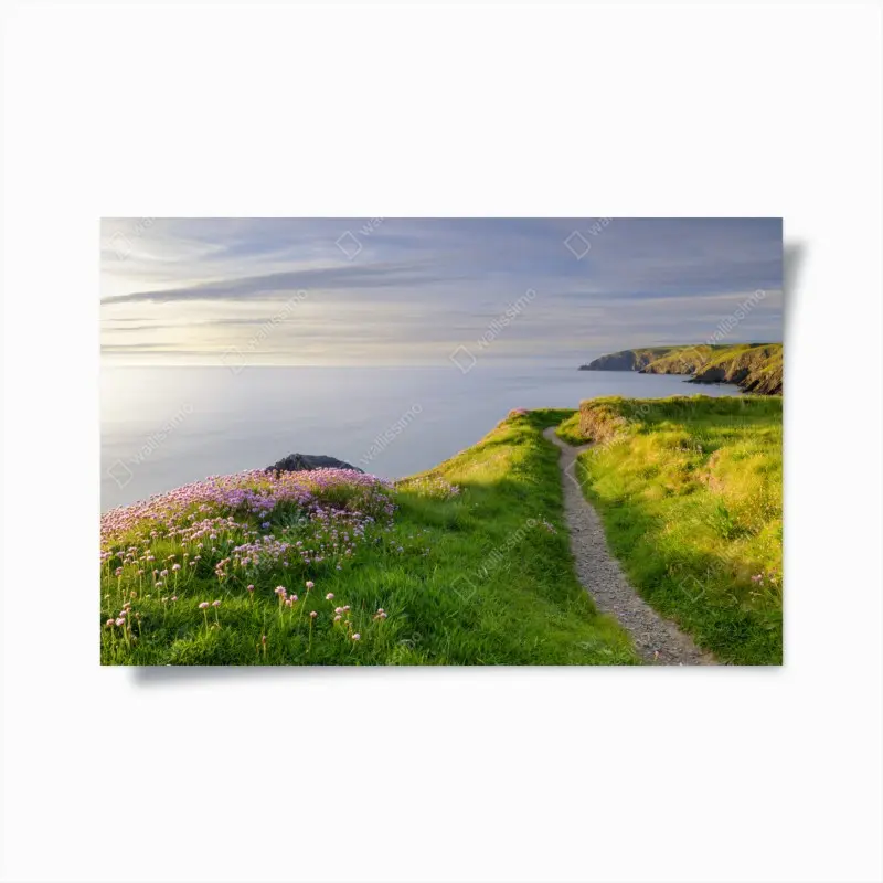 Poster Ceibwr Bay küstenpfad bei dämmerung