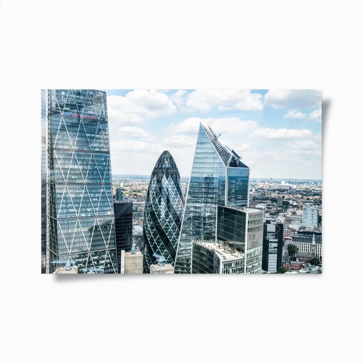 Poster moderne London skyline mit gläsernen wolkenkratzern – Pixers®