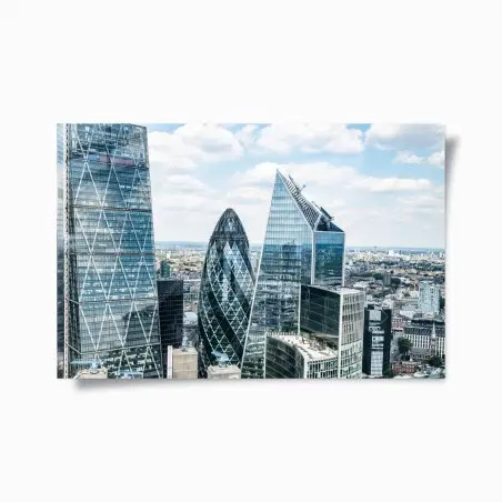 Poster moderne London skyline mit gläsernen wolkenkratzern – Pixers®