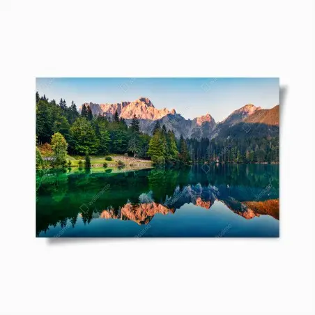 Poster ruhiger morgen am Fusine See, Julische Alpen – Pixers®