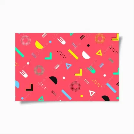 Poster leuchtendes memphis geometrisches muster – Pixers®