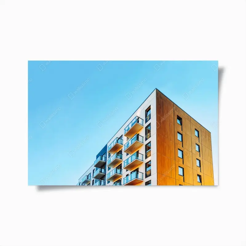 Poster modernes wohngebäude mit balkonen